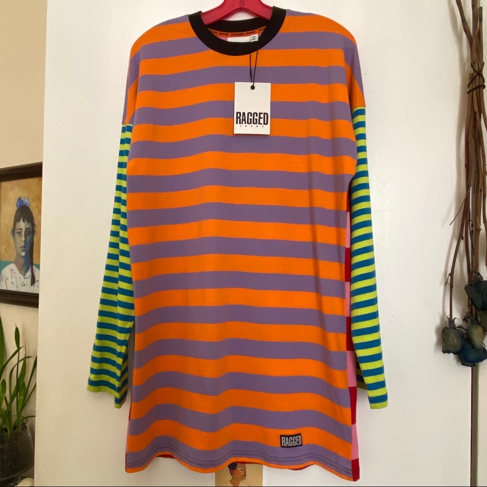 The Ragged Priest Mixed-Stripe Skater Dress XS NWT